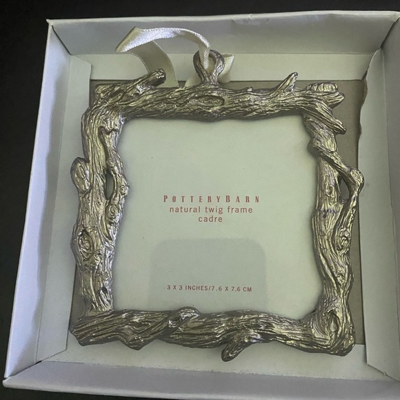 Pottery Barn Silver 3”x3” Natural Twig Hanging/Ornament Decorative Picture Frame - Picture 3 of 9